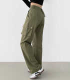 Cut long semi-straight cargo pocket pants