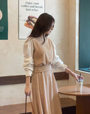 Chocolate Layered Knit Long Skirt Two-Piece