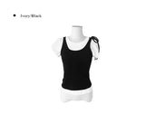 Ideul Layered Ribbed Ribbon Bustier Short Sleeve T-Shirt