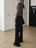 Zlin Paisley Velvet Flower Jacquard Wrap Long-Sleeved T-Shirt