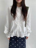 Lancer Round Collar Frill Blouse