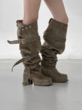 1171 Multiway Buckle Thigh High Boots (8cm)
