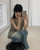 Haul Damage Washing Denim Long Skirt