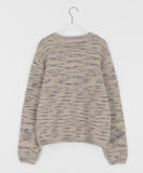 Laniko Round Mix Color Pattern Wool Knit Cardigan