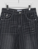 [Unisex] Dern Stripe Washing Denim Bermuda Pants