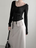 Hoodie Strap V-Neck Tee