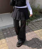 Lucky Suede Pleats Wrap Skirt