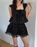 Bohemian lace frill tiered skirt