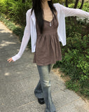 Deepin high waist hip pocket boot cut washed denim pants