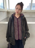 Leshu Stripe Fleece Zip-Up Jumper