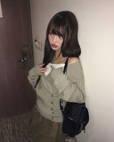 [MADE] Nuon Wrap Button Wool V-Neck Knit