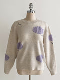 Elu Boucle Flower Lettering Embroidery Knit