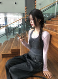 Levan Color Matching Halter Sleeveless Cut Long Sleeve T-shirt Set