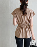 Want Me Short Sleeve Shirring Bendable Blouse
