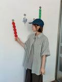 [Unisex] Tevin Check Seersucker Short Sleeve Over Shirt