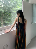 Horner Hippie Bohemian Striped Sleeveless Long One Piece