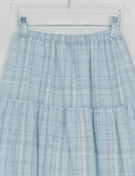 Mihi Seersucker Check Tiered Long Skirt