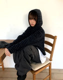 Gien Stripe Button Hooded T-shirt