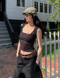 Cherry ribbed square crop top