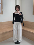Tuki Dot Lace Line Track Wide Pants