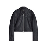 Minimal Crop Vegan Leather Jacket