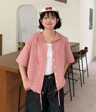 [BAONHAUS] Ryugeto Summer Check Short Sleeve Hood Shirt