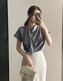 Balit Tie Drape Short Sleeve T-Blouse