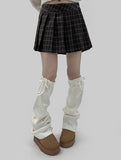 Wool 20%) Nut Check Wrap Mini Skirt