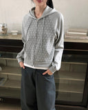 Homer Dot Raglan Two-Way Zipper Long Sleeve Hood Zip-Up
