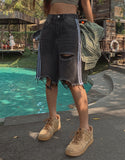 Line Track Damage Bermuda Pants