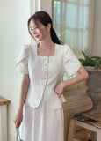 Beno Square Spangled Tulip Tweed Jacket (Belt Set)