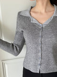 Antore Layered Collar Ribbed Cardigan Knit