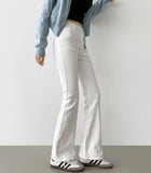 Color Raw Cotton Denim Slim Semi Bootcut Pants