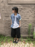 [unisex] Blanc Loose Fit Sleeve Color Matching Button Roll-Up Short Sleeve T-shirt