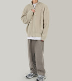 High neck zip-up cardigan