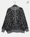 Dotty Leopard Knit Zip-Up