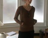 Golds Heart Button Pocket Hooded Knit