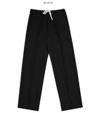 Linen semi-wide banding pants