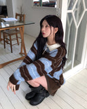 Ritz Color Matching Collar Stripe Brush Knit