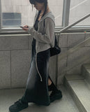 Luxe Black Wash Denim Long Skirt