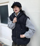 KNIT HOOD PADDING VEST