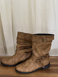 Grason suede gathered leather belted boots