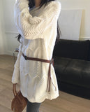 [Belt set] Monnell wave knit one-piece