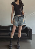 Bohemian Fringed Short Denim Pants