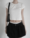 Double-waisted sagging mini skirt