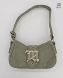 Crawl Logo Buckle Suede Washing Cross Hobo Shoulder Bag