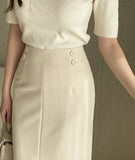 Collid Button H-Line Slit Skirt