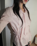 Tipe Geek Chic Preppy Striped Tie Set Shirt