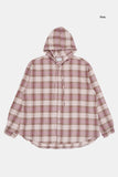 Flannel hooded over check shirt