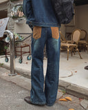 Morgan Corduroy Patch Wide Denim Pants